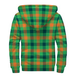 Saint Patrick's Day Buffalo Plaid Print Sherpa Lined Zip Up Hoodie