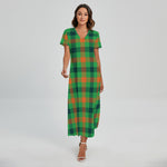 Saint Patrick's Day Buffalo Plaid Print Short Sleeve Maxi Dress