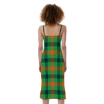 Saint Patrick's Day Buffalo Plaid Print Slim Fit Midi Cami Dress