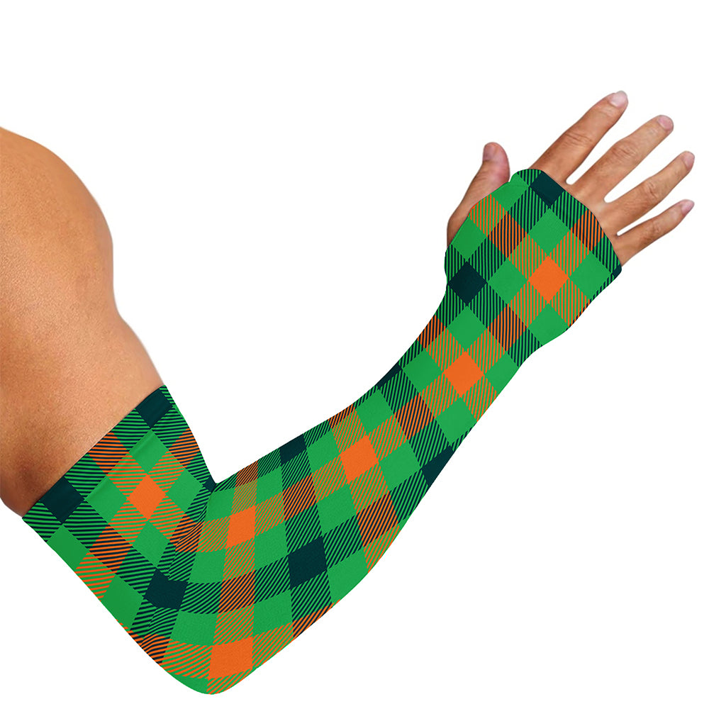 Saint Patrick's Day Buffalo Plaid Print Sun Protection Arm Sleeves