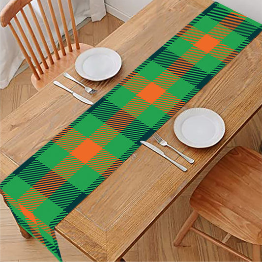 Saint Patrick's Day Buffalo Plaid Print Table Runner