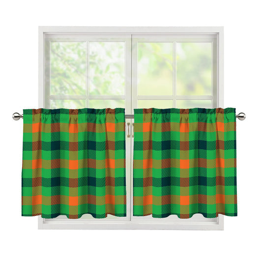 Saint Patrick's Day Buffalo Plaid Print Tier Curtains