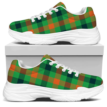 Saint Patrick's Day Buffalo Plaid Print White Chunky Shoes