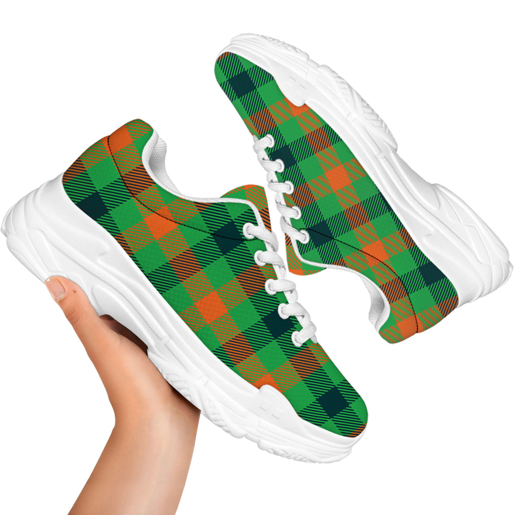 Saint Patrick's Day Buffalo Plaid Print White Chunky Shoes