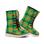 Saint Patrick's Day Buffalo Plaid Print Winter Boots