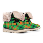 Saint Patrick's Day Buffalo Plaid Print Winter Boots