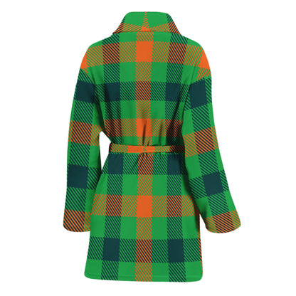 Saint Patrick's Day Buffalo Plaid Print Women's Bathrobe