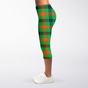 Saint Patrick's Day Buffalo Plaid Print Women's Capri Leggings