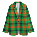 Saint Patrick's Day Buffalo Plaid Print Women's Cotton Blazer