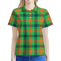 Saint Patrick's Day Buffalo Plaid Print Women's Polo Shirt