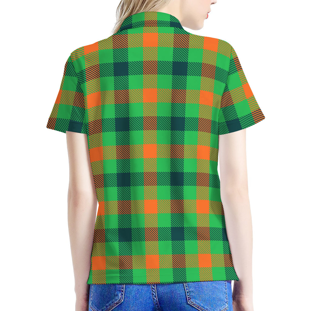 Saint Patrick's Day Buffalo Plaid Print Women's Polo Shirt