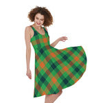 Saint Patrick's Day Buffalo Plaid Print Women's Sleeveless Dress
