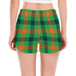 Saint Patrick's Day Buffalo Plaid Print Women's Split Running Shorts