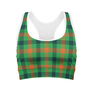 Saint Patrick's Day Buffalo Plaid Print Women's Sports Bra