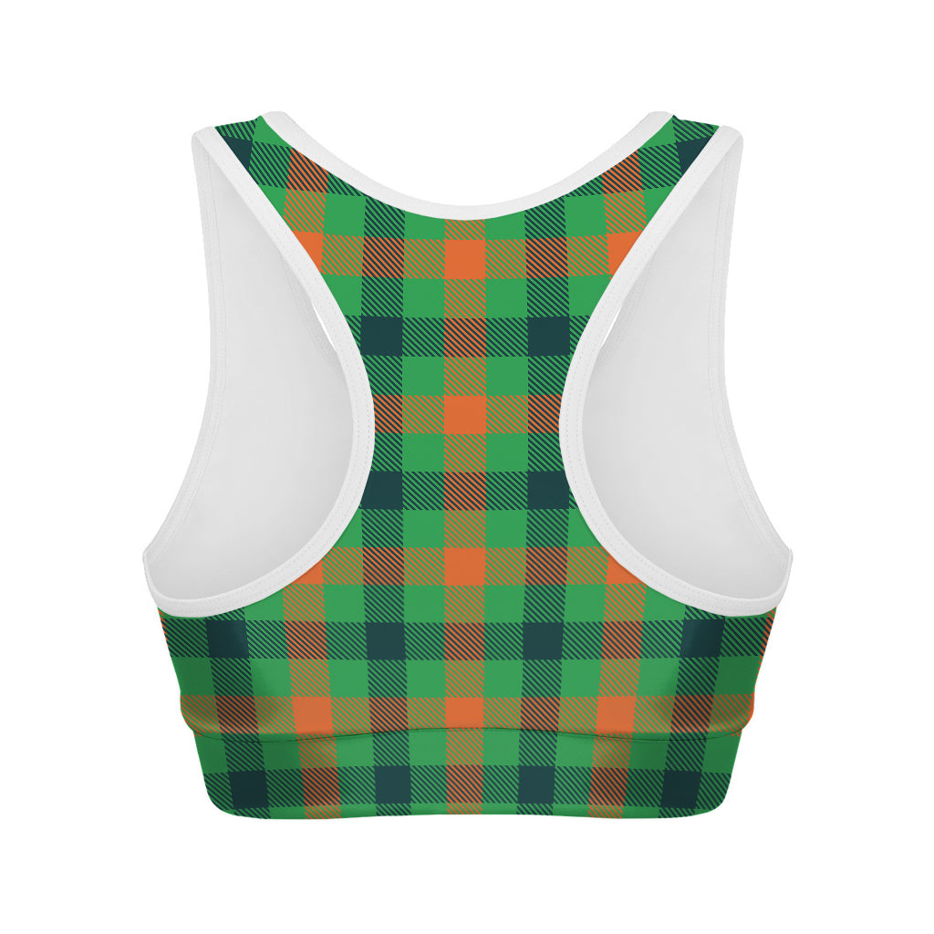 Saint Patrick's Day Buffalo Plaid Print Women's Sports Bra