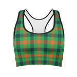 Saint Patrick's Day Buffalo Plaid Print Women's Sports Bra