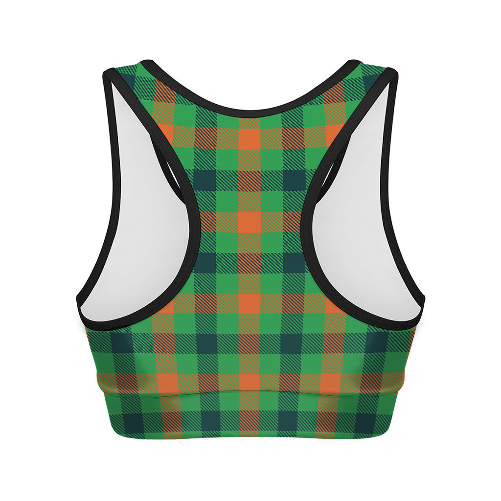 Saint Patrick's Day Buffalo Plaid Print Women's Sports Bra