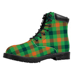 Saint Patrick's Day Buffalo Plaid Print Work Boots