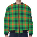 Saint Patrick's Day Buffalo Plaid Print Zip Sleeve Bomber Jacket
