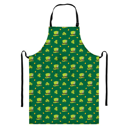 Saint Patrick's Day Celebration Print Bib Apron With Pocket