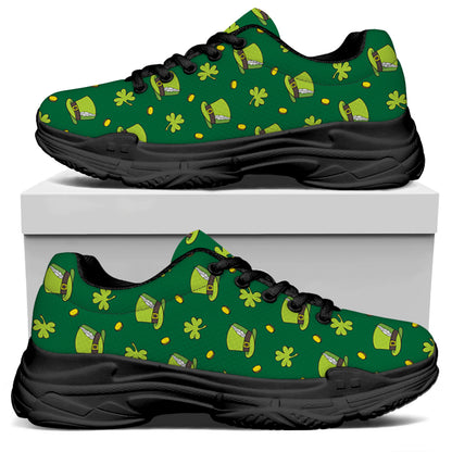 Saint Patrick's Day Celebration Print Black Chunky Shoes