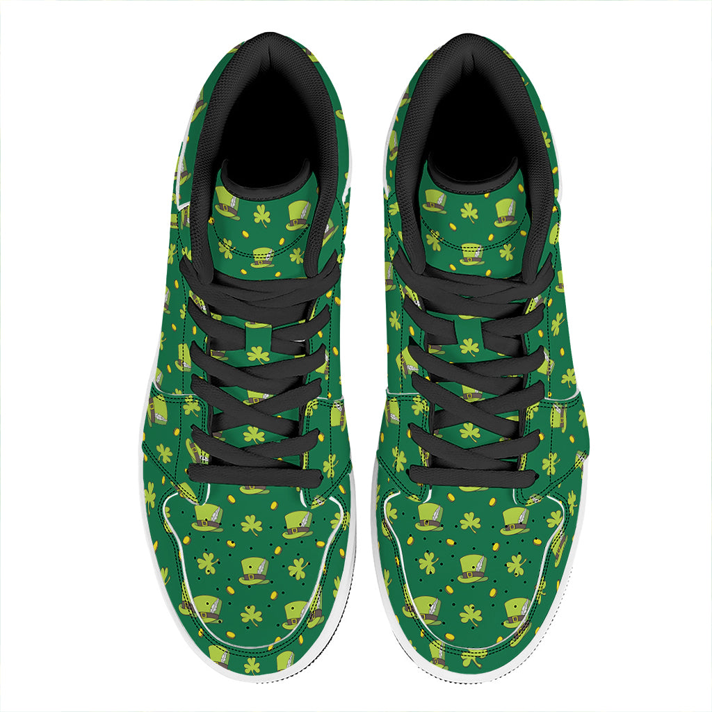 Saint Patrick's Day Celebration Print High Top Leather Sneakers