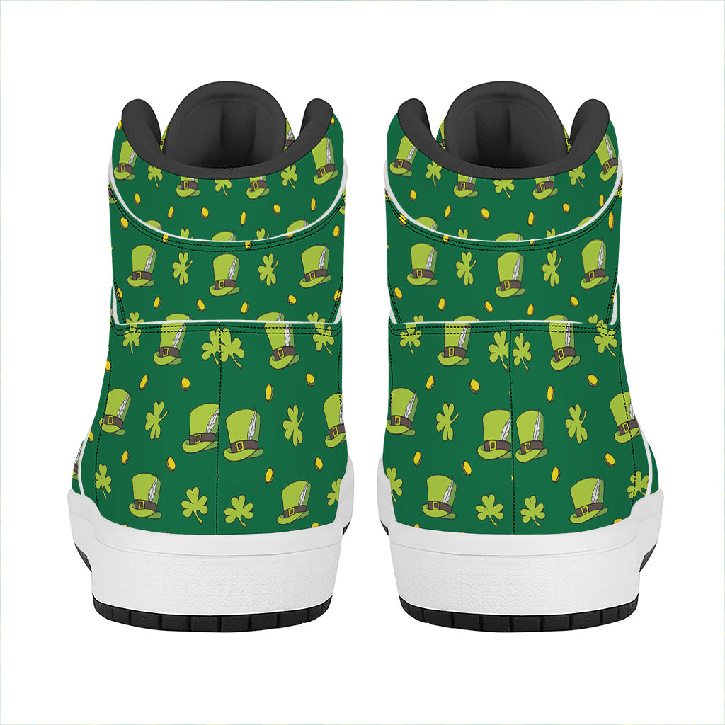 Saint Patrick's Day Celebration Print High Top Leather Sneakers