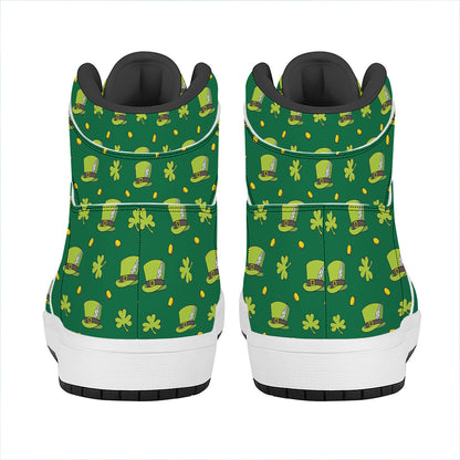 Saint Patrick's Day Celebration Print High Top Leather Sneakers