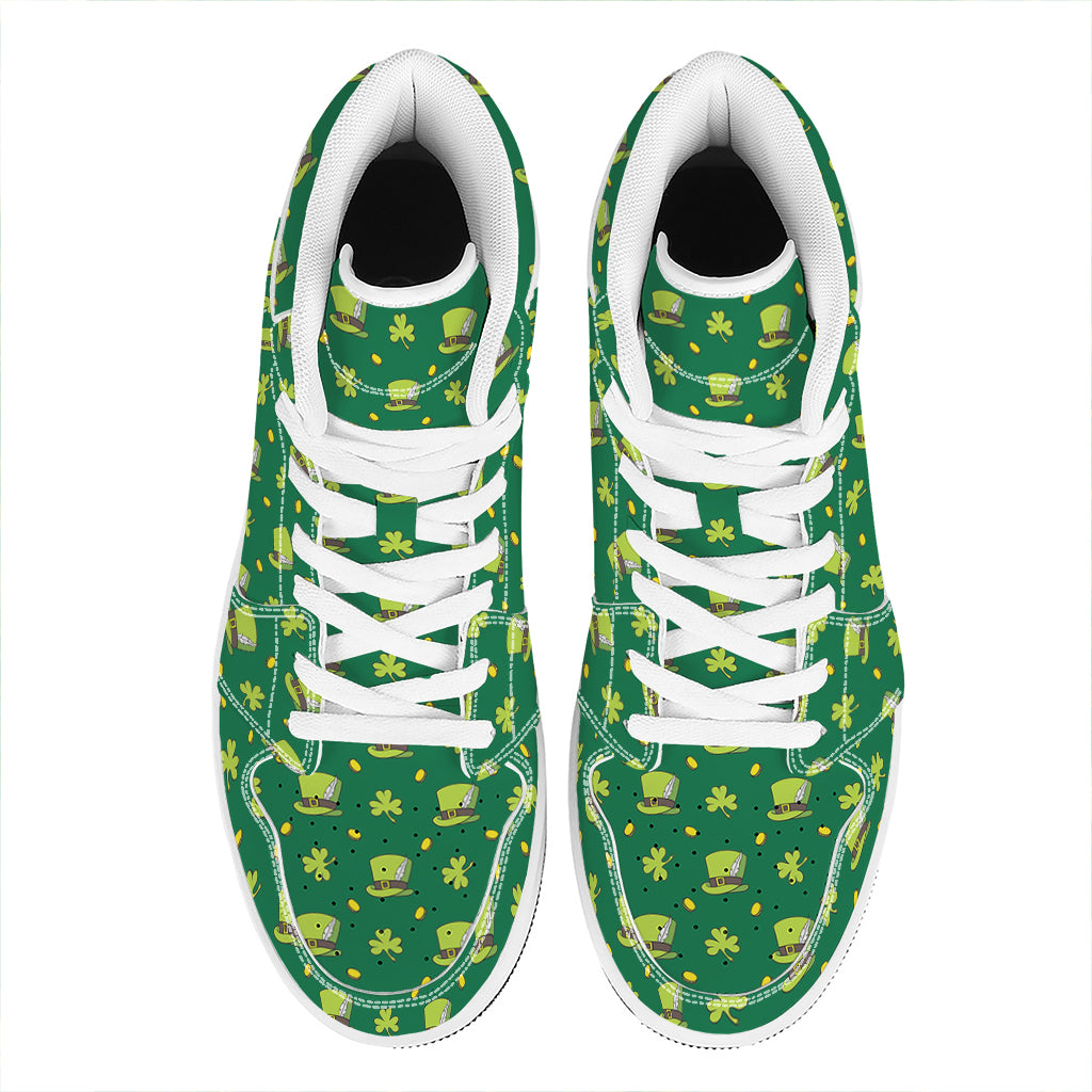 Saint Patrick's Day Celebration Print High Top Leather Sneakers