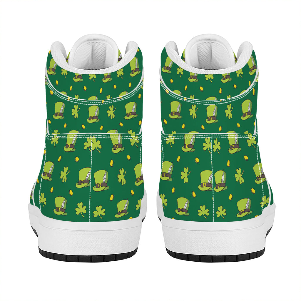 Saint Patrick's Day Celebration Print High Top Leather Sneakers