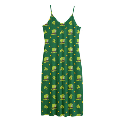 Saint Patrick's Day Celebration Print Jersey Midi Cami Dress