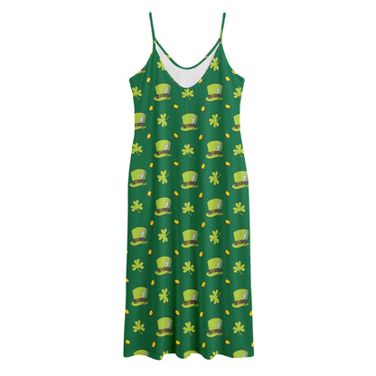 Saint Patrick's Day Celebration Print Jersey Midi Cami Dress