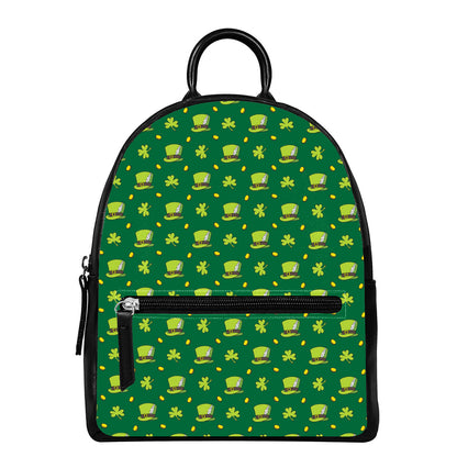 Saint Patrick's Day Celebration Print Leather Backpack