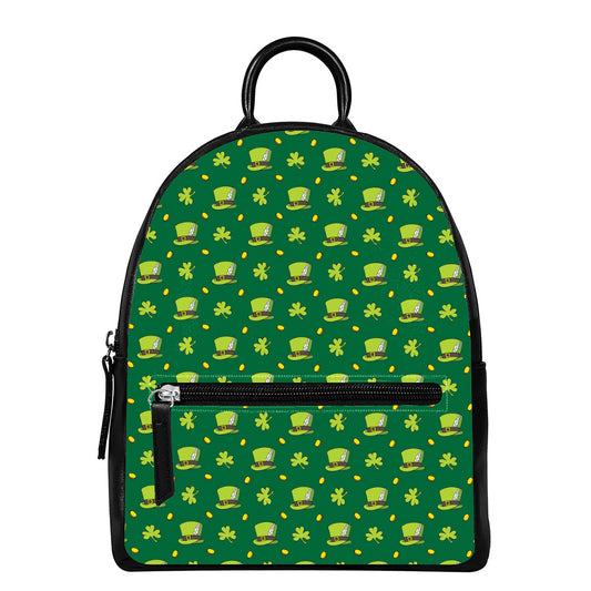 Saint Patrick's Day Celebration Print Leather Backpack