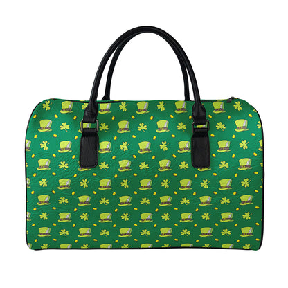 Saint Patrick's Day Celebration Print Leather Duffle Bag
