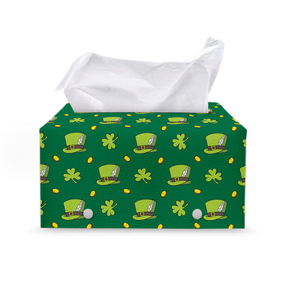 Saint Patrick's Day Celebration Print Leather Tissue Box Cover