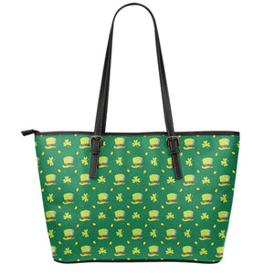 Saint Patrick's Day Celebration Print Leather Tote Bag