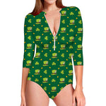 Saint Patrick's Day Celebration Print Long Sleeve Swimsuit