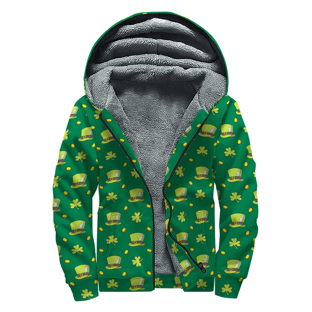 Saint Patrick's Day Celebration Print Sherpa Lined Zip Up Hoodie