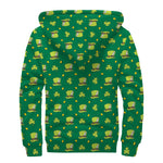 Saint Patrick's Day Celebration Print Sherpa Lined Zip Up Hoodie