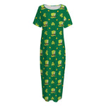 Saint Patrick's Day Celebration Print Short Sleeve Long Nightdress