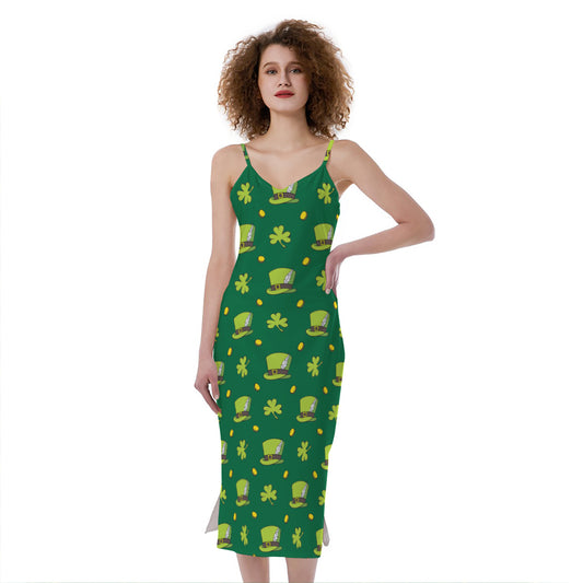 Saint Patrick's Day Celebration Print Slim Fit Midi Cami Dress