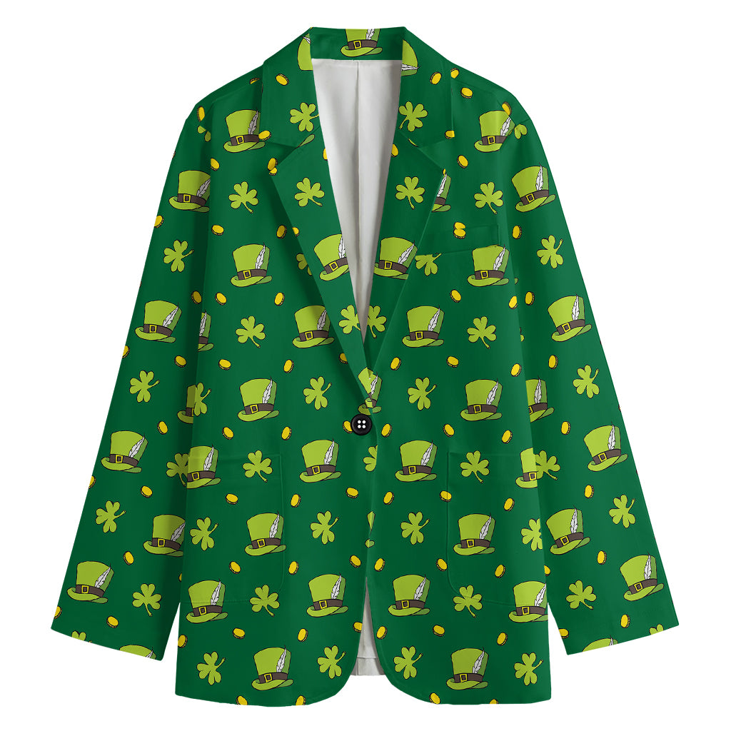 Saint Patrick's Day Celebration Print Women's Cotton Blazer