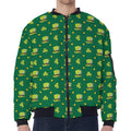 Saint Patrick's Day Celebration Print Zip Sleeve Bomber Jacket