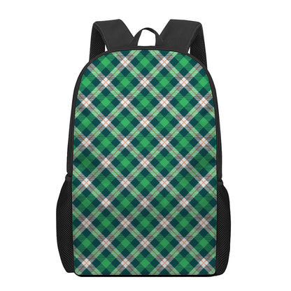 Saint Patrick's Day Irish Tartan Print 17 Inch Backpack