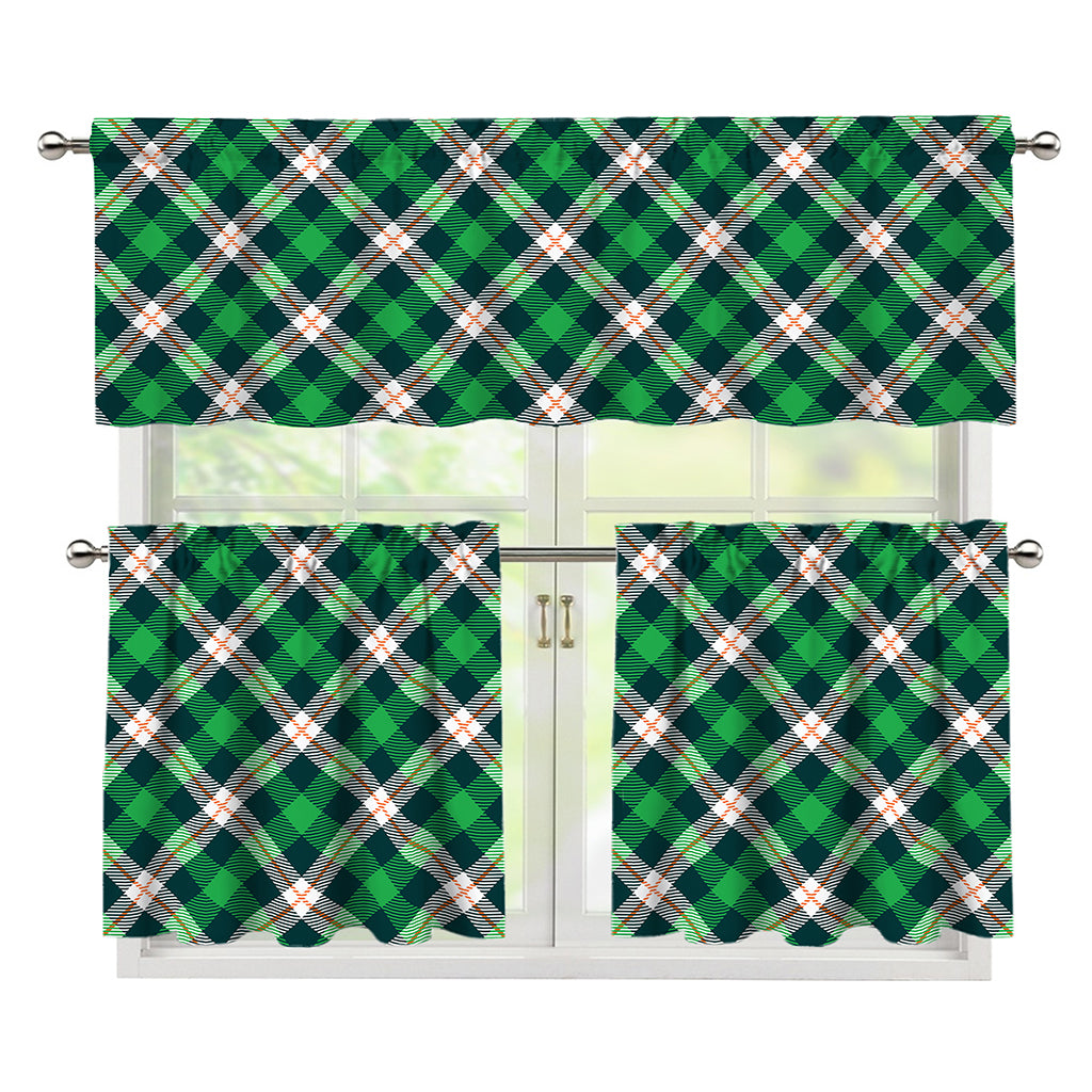 Saint Patrick's Day Irish Tartan Print 3 Piece Kitchen Curtains