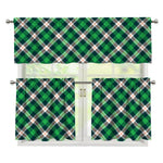 Saint Patrick's Day Irish Tartan Print 3 Piece Kitchen Curtains