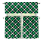 Saint Patrick's Day Irish Tartan Print 3 Piece Kitchen Curtains