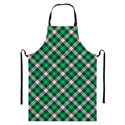 Saint Patrick's Day Irish Tartan Print Bib Apron With Pocket