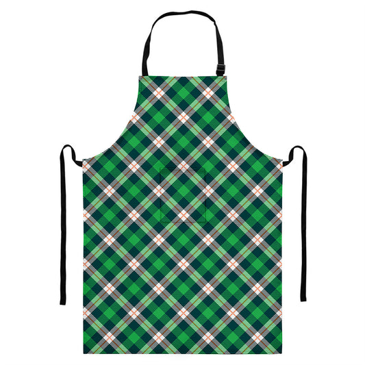 Saint Patrick's Day Irish Tartan Print Bib Apron With Pocket